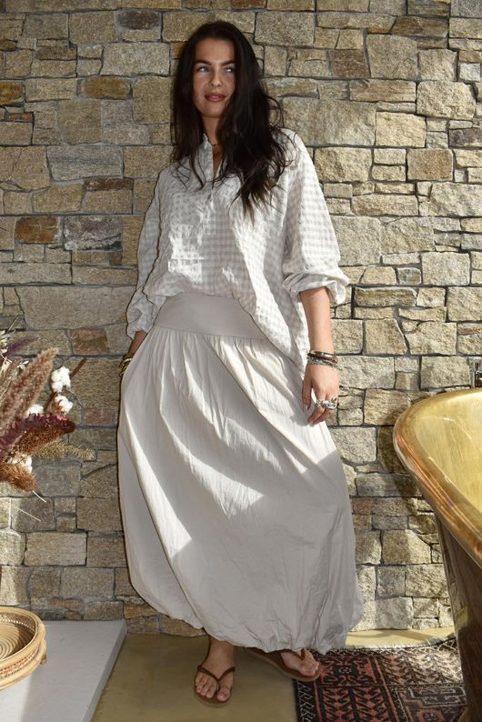 Nonni Gingham Nero Blouse Stone